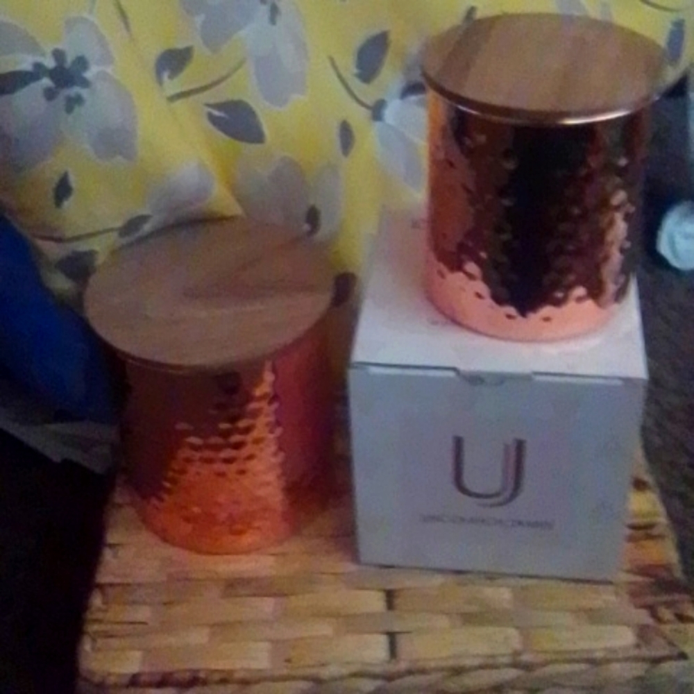 Uncommon James Hammered copper canister set